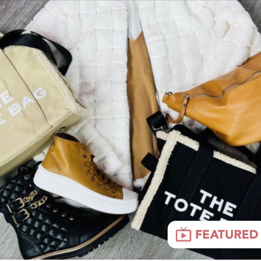 Faux Shearling Tote Bag